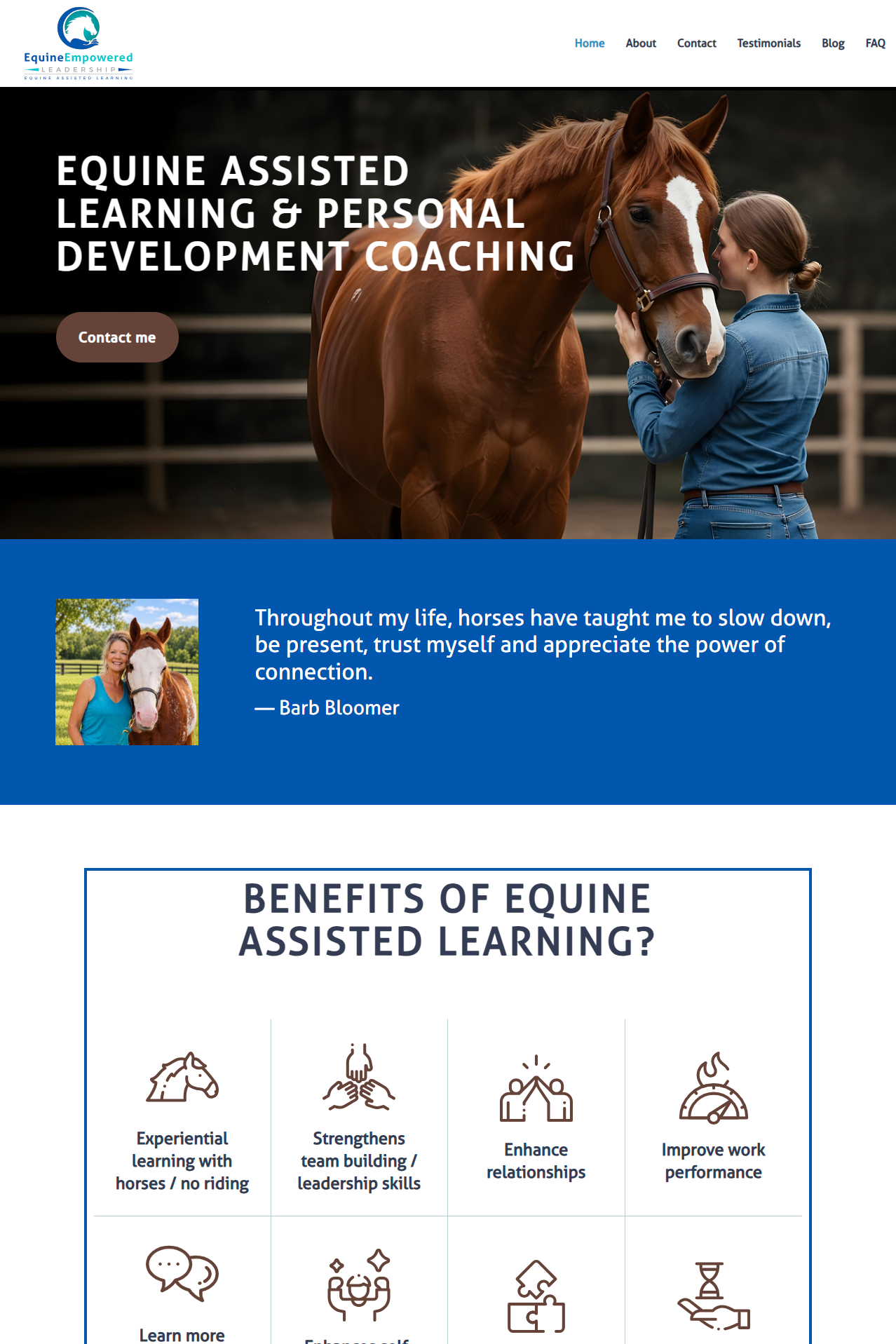Equine Empowered Leadership's website after the redesign