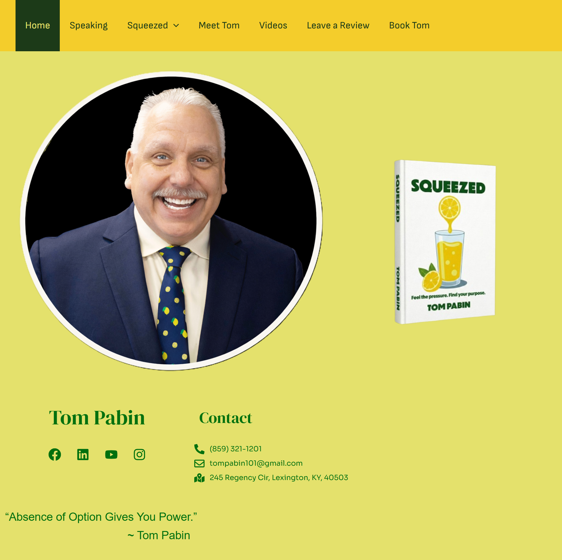 Tom Pabin's website before the redesign